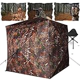 REAWOW Jagdzelt, Jagdrollo 2-3 Personen Tragbarer 270° Jagdunterstand, Pop-Up Camouflage...