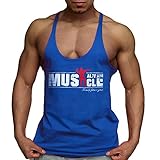 Alivebody Herren Bodybuilding Tank Top Strap Fitness Stringer Achselshirts, S: Brust  95...