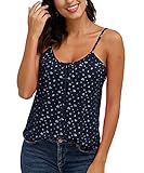 ELFIN Damen Spaghetti Top Sommer Tanktop Bluse Ärmellose Falten Basic Shirt...