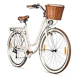 Bergsteiger Marseille 28 Zoll Damenfahrrad, ab 150 cm, Korb aus Rattan,...