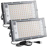 CREATESTAR LED Strahler 100W, Led Strahler mit Stecker, 2 Stücke 10000 Lumen...