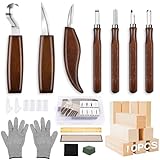 HOMCA Holz Schnitzwerkzeug Set, 23 in 1 Schnitzset mit 7 Schnitzmesser für...