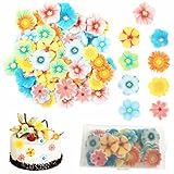 80 Stück Essbare Blumen Kuchen Deckel, Blumen Cupcake Topper, Blumendeko Torten...