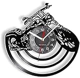 Wanduhren leise, Nicht tickende Motorrad-Wanduhr, Motorrad-Vinyl-Schallplatten-Wanduhr,...