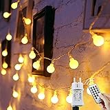 120 LED Lichterkette Kugel, 15M 8 Modi und Memory Funktion,lichterketten außen/Innen mit...