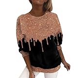 Pailletten Shirt Damen Festlich Langarm -Top V Ausschnitt Mode Bluse 2025 Langarm Shirt...