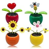 Chingde Wackelfigur Blume, 4 Stück Solar Tanzende Blume Solarblume Wackelfigur...