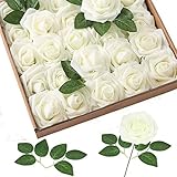 Homcomodar Milchig Weiß Künstliche Rose 30Pc Künstliche Blume Gefälschte...