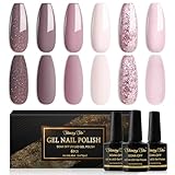 Shining She UV Nagellack,6 Farben Glitzer Rosa Dunkelrosa Hellrosa Nudefarben Gel...