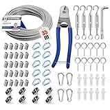 Angooni 74 pcs Stahlseil Kit, 35 m Verdickt 3 mm Edelstahl Drahtseil, Spanndraht...