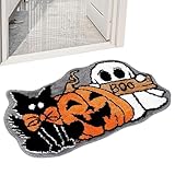 Halloween Bath Mat, Pumpkin Ghost Shower Rug, Black Cat Bath Mat, Plush Halloween Shower...