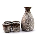 SUNMME 5-teiliges Sake-Set, 10 Unzen Japanisches Sake-Tassen-Set, Keramiktassen im braunen...