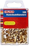 Herlitz 8770307 Musterbeutelklammer, Metall, Rundkopf, 100 Stück in Hängebox, messing