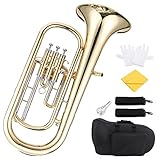 Btuty Baritonhorn Bb Brass Kolbenstil Goldlac-k Oberfläche Blasinstrument mit...