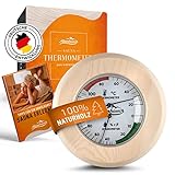 ALPENHAUCH Sauna Thermometer Hygrometer Holz [2in1 Funktion] - Besonders präzises...