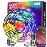 KSIPZE Led Strip 30m RGB LED Streifen mit Fernbedienung Bluetooth Musik Sync...