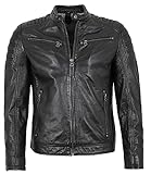 Gipsy - Herren Echtleder Lederjacke Bikerjacke Lammnappa schwarz Pflanzlich...