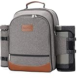 HappyPicnic Isolierter Picknickrucksack für 4 Personen mit komplettem Geschirr,...