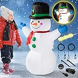 MONZANA® Aufblasbarer Schneemann XL 120cm LED Beleuchtet Befestigungsmaterial...