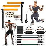 Hommie Pilates Bar Kit mit Widerstandsbänder für Frauen und Mann, 3 Stück Stick Squat...