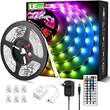 LE 5M RGB LED Strip Set, 5050 SMD LED Streifen, 12V, Selbstklebend LED Strips, Flexibel...