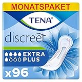 TENA Discreet Extra Plus - 96 Einlagen im Monatspaket (6 x 16 Stück), einzeln verpackt -...