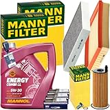 Mann Inspektionspaket + 5L Mannol 5W-30 Öl passend für 1er F20 2er F22 3er 4er