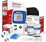 sinocare Safe Accu2 Blutzuckermessgerät, Zuckermessgerät mit Blutzuckerteststreifen 50,...