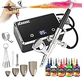 XDOVET Verbessertes 32 PSI Airbrush Set mit Farblack 12 Farben/30ml