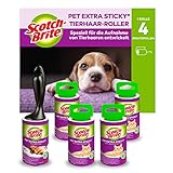 Scotch-Brite Pet Extra Sticky Fusselrolle für Tierhaare, 48 Blatt, 5 Rollen mit...