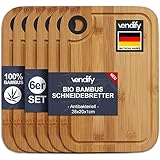 vendify® Frühstücksbrettchen aus Bambus Schneidebrett 6er-Set 28x20 cm - Küchenbretter...