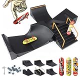 KETIEE Mini Finger Skateboard Ramp,Skate Park Deck Truck Board Ramp Kit,Fingerboard...