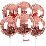 PartyWoo Luftballons Rosegold, 6 Stück Folienballons Rosegold, 22 Zoll Riesige 4D...