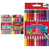 Faber-Castell 205098 - Filzstifte Set Pastell und Neon, 20 Doppelfasermaler für Kinder...