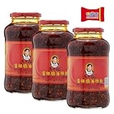 Lao Gan Ma Roasted Chilli Paste, 3x700 g, Geroestete Chilipaste, Crispy Chilli, Knusprige...