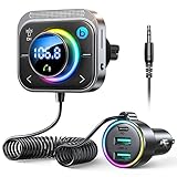 JOYROOM Bluetooth 5.3 Adapter Auto,【Bass Boosted & Hi-Fi Stereo】Musik FM...