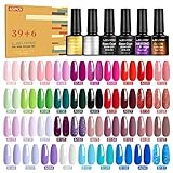 LEVIPE UV Nagellack Set, 45 Stück Gel Nagellack mit Unterlack,Glänzender & Matte...