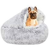 YUDANSI Hundebett, 65 cm überdachtes Hundebett, Katzenhöhle Donut-Bett,...