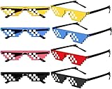 Leikurvo Pixel Sonnenbrille, 8 Stück Farben Partybrille Mosaik Brille, Thug Life Brille...