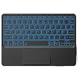 CACOE Tastatur mit Touchpad, QWERTZ Tastatur Kabellose mit 7 Farben Beleuchtete kompatibel...