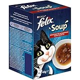 FELIX Soup, Suppe für Katzen mit zarten Stückchen, Geschmacksvielfalt vom Land, 8er Pack...