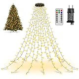 Ollny Lichterkette Weihnachtsbaum 2.5M, 300 LED Lichterkette außen innen 12 Stränge mit...