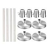 Packung Von 4/6 Edelstahl Jar Deckel Fiberglas Dochte Jar Fackel Kits Öl Fackel Set Für...