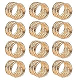 FOROREH 12pcs Serviettenringe Gold Metallmaschen Serviettenringe Set 4.2 * 3.6cm...