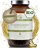 QIDOSHA® Bio Hanfsamenöl Kapseln vegan, 180 Kapseln im Apothekerglas, mit Hanfsamen aus...