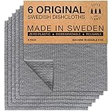 SUPERSCANDI Schwedische Spüllappen & Spültücher [6er Set] in Grau, Waschbar &...