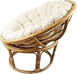 Dekoleidenschaft Papasan-Sessel aus Rattan, braun, inkl. Kissen aus Baumwolle, beige,...