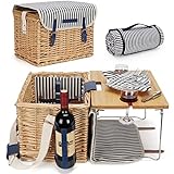 Weidenkorb Picknickkorb für 2 Personen Picknickset, Weidenkorb Service Geschenkset mit...