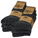 6 Paar Norweger Socken mit Wolle Damen & Herren Wintersocken Schwarz Grau Anthrazit 10500...