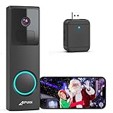 CPVAN WLAN Video Türklingel mit Kamera 2K HD Kabellose Doorbell mit Chime, Akku...